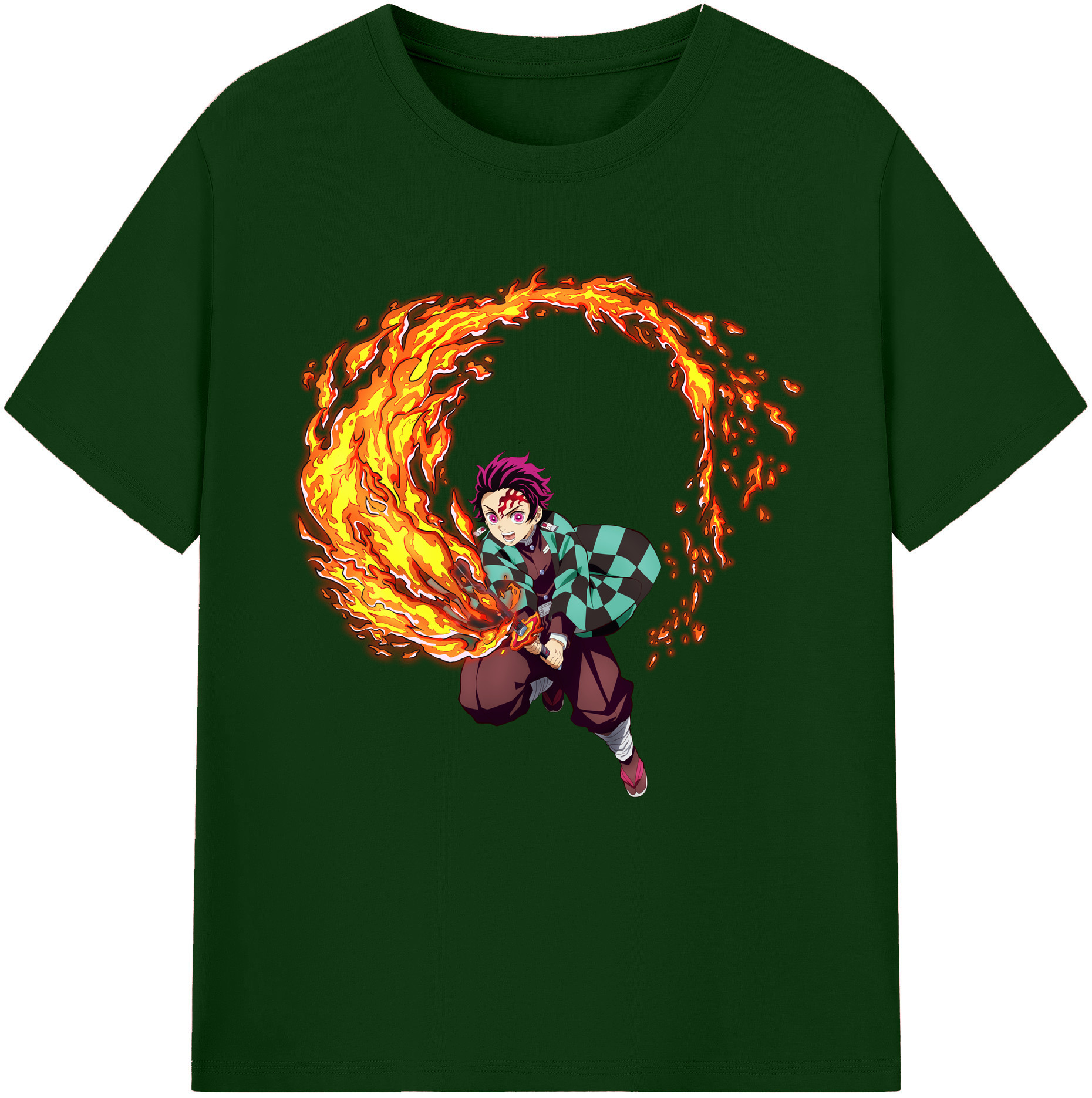 （画像用） 鬼滅の刃 竈門 炭治郎／かまど たんじろう Kamado Tanjirou 綿100％半袖Tシャツ（フロントプリント）